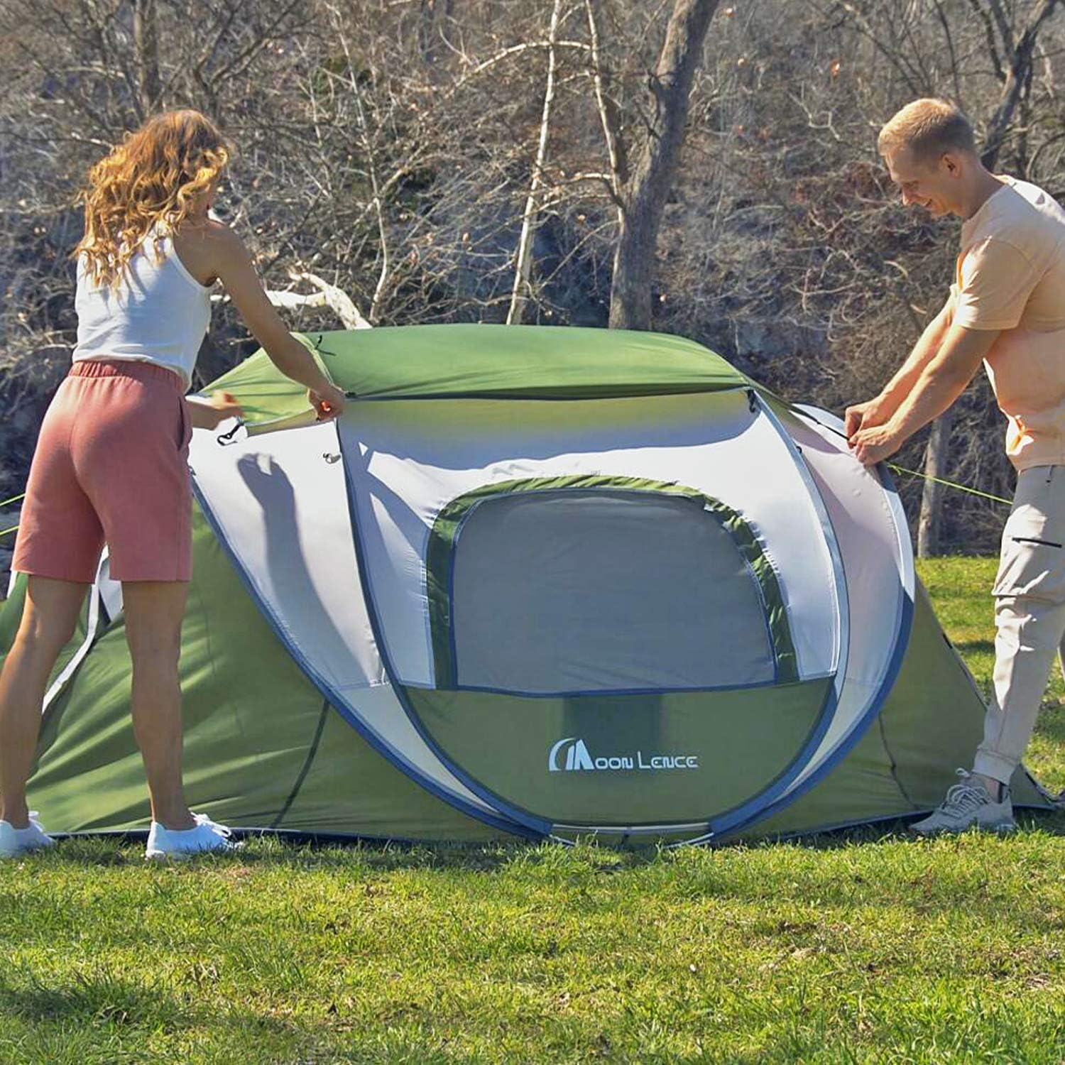 Pop up Tent Instant Tent 2 3 4 Person Camping Tent Waterproof Tent for Family Easy Setup with 3 Mesh Windows and 2 Big Doors