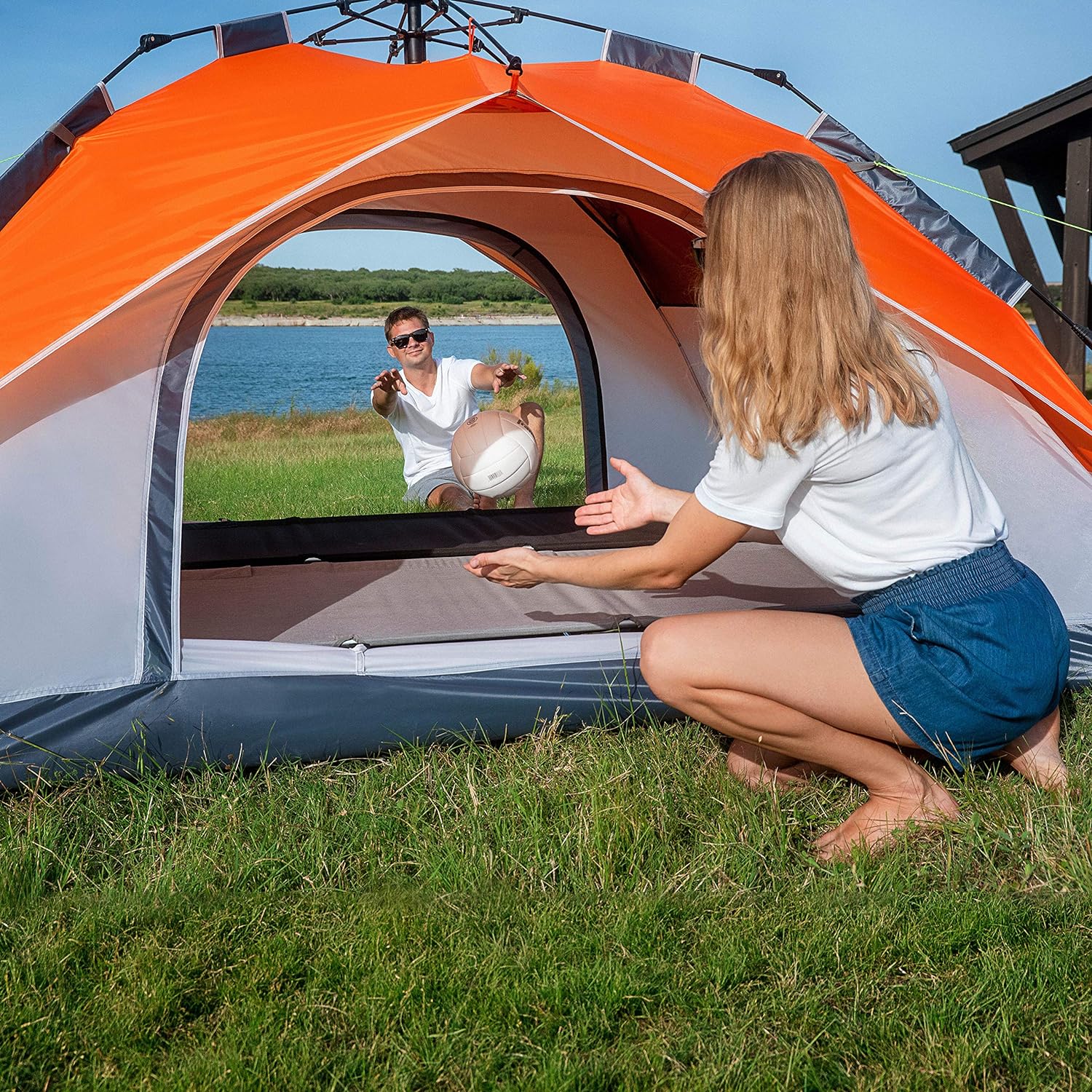 Pop Up Tent Family Camping Tent for 4 Person Portable Instant Tent Automatic Tent Waterproof Windproof for Camping Hiking Mountaineering