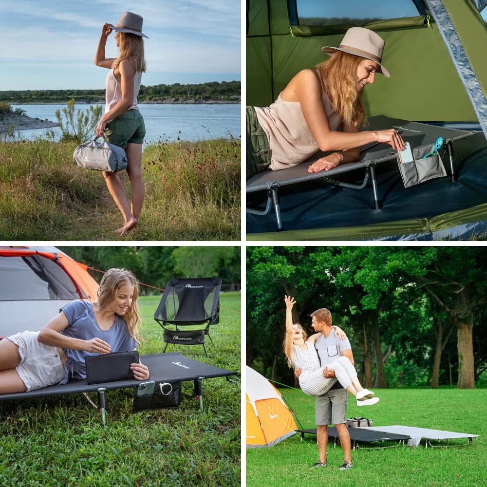 Lightweight Folding Camping Cot, Portable Camping Bed with Carry Bag for Travel Hiking Backpacking Car Camping Beach