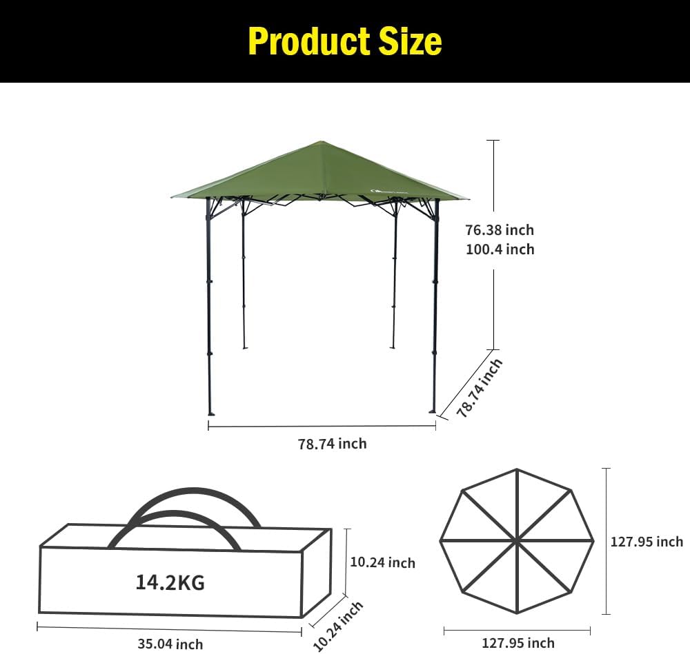 MOON LENCE Pop Up Canopy Tent, Sun Shelter Folding Beach Tent with One Push Setup, 2-Level Adjustable Height, Instant Portable Sun Shade Shelter for Camping, Outdoor Recreation (Green)