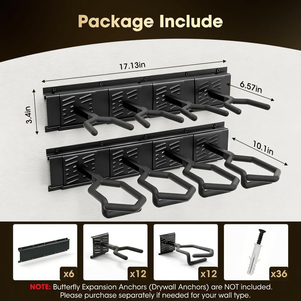 MOON LENCE Gun Rack, Heavy Duty Steel Gun Racks for Wall, Adjustable 4/8/12 Slot Indoor Rifle Racks, Secure Storage for Garage, Mudroom and Home, 12-Slots
