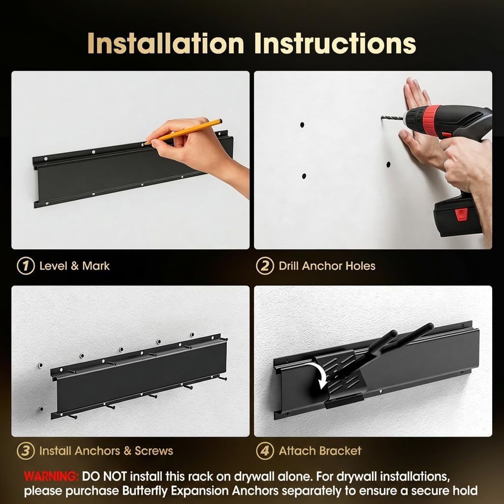 MOON LENCE Gun Rack, Heavy Duty Steel Gun Racks for Wall, Adjustable 4/8/12 Slot Indoor Rifle Racks, Secure Storage for Garage, Mudroom and Home, 12-Slots