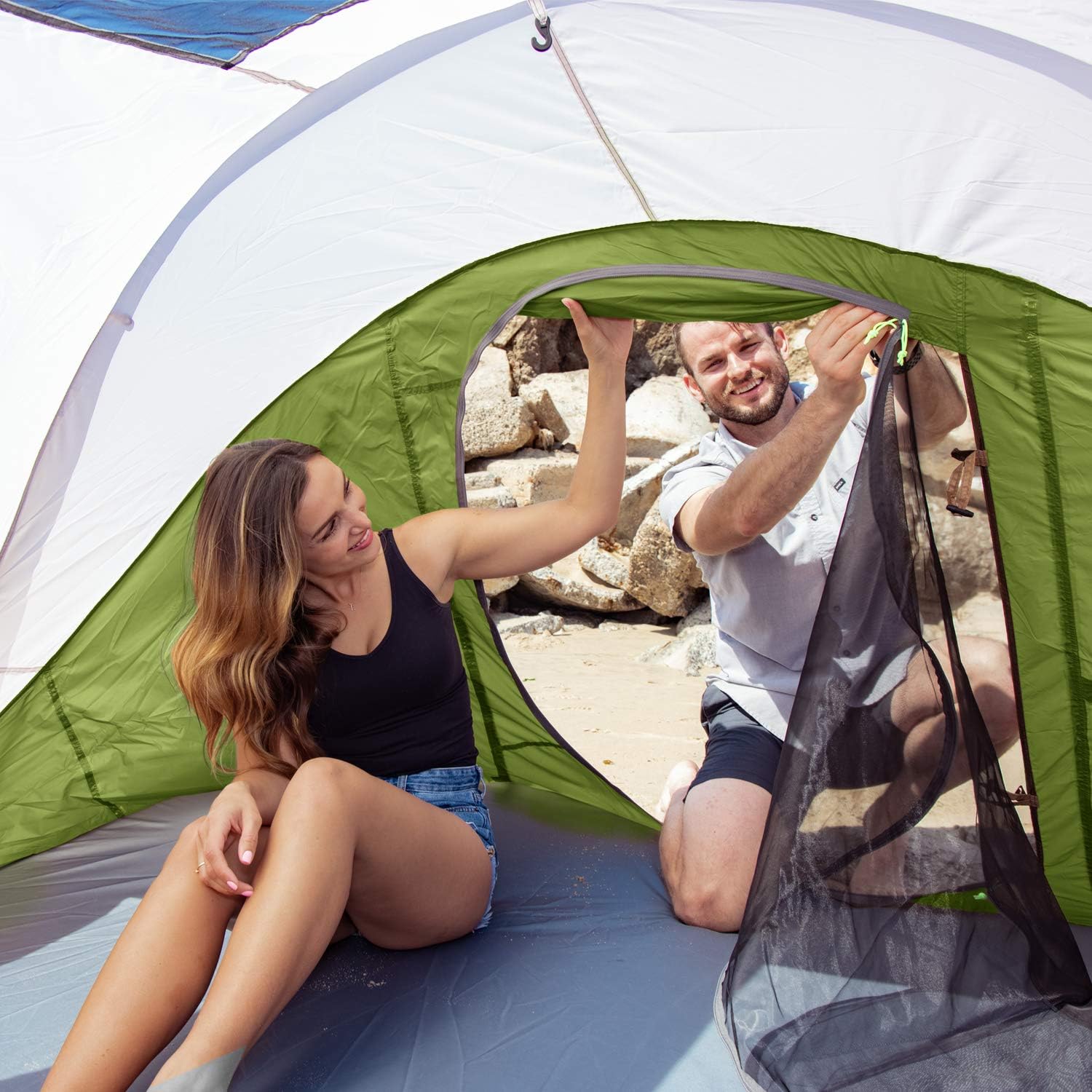 Pop up Tent Instant Tent 2 3 4 Person Camping Tent Waterproof Tent for Family Easy Setup with 3 Mesh Windows and 2 Big Doors