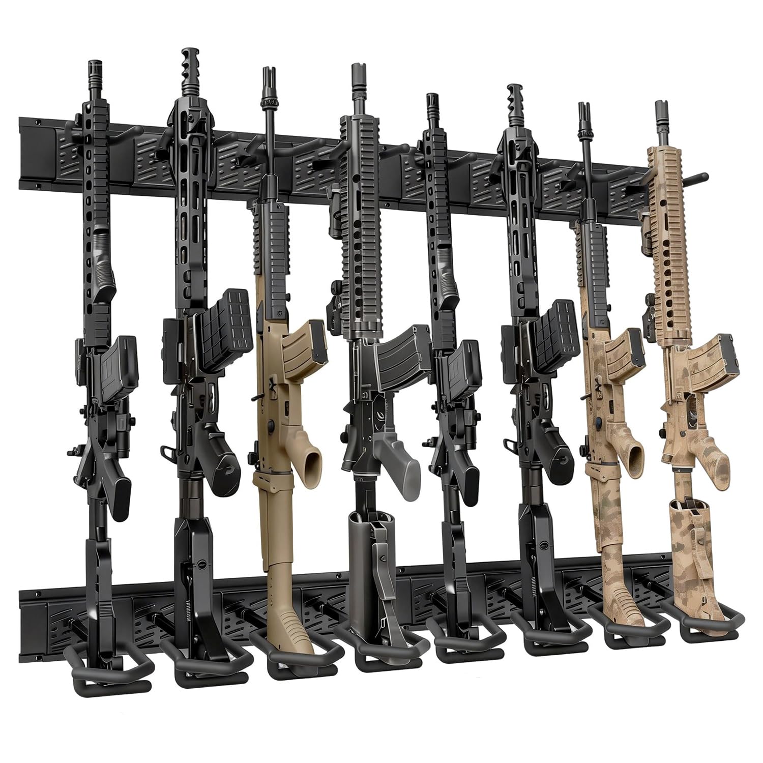 MOON LENCE Gun Rack, Heavy Duty Steel Gun Racks for Wall, Adjustable 4/8/12 Slot Indoor Rifle Racks, Secure Storage for Garage, Mudroom and Home, 12-Slots