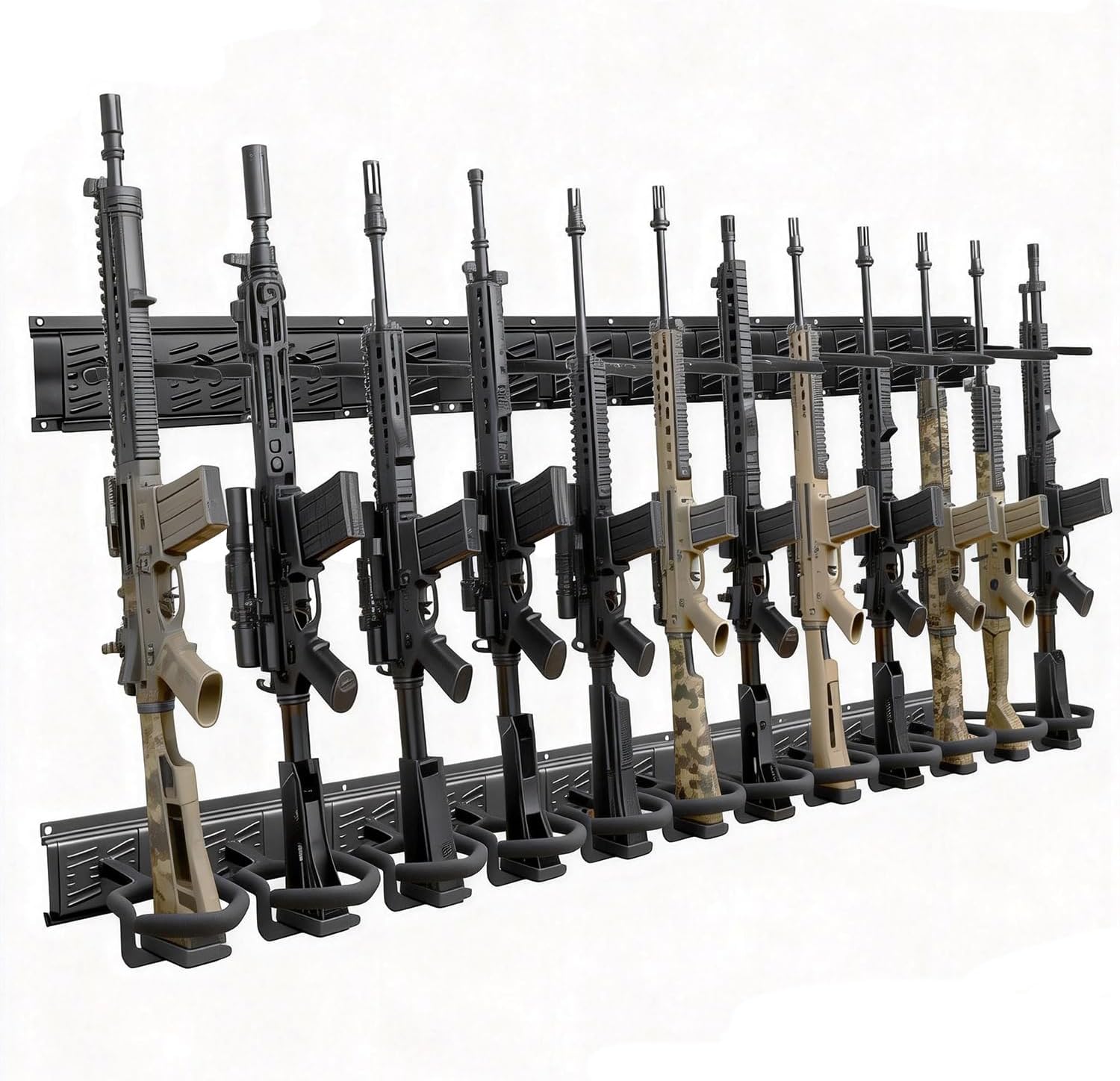 MOON LENCE Gun Rack, Heavy Duty Steel Gun Racks for Wall, Adjustable 4/8/12 Slot Indoor Rifle Racks, Secure Storage for Garage, Mudroom and Home, 12-Slots