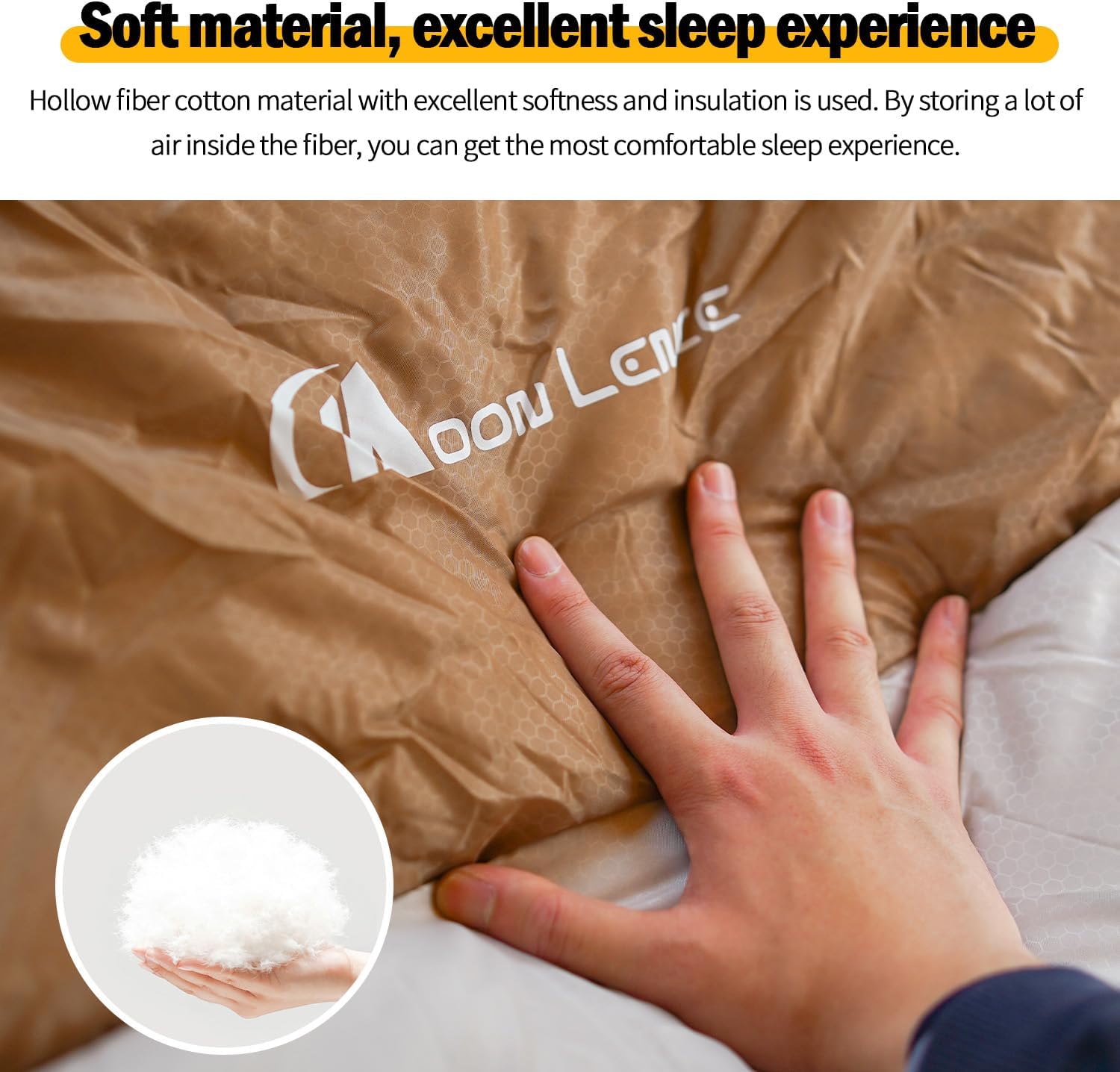 MOON LENCE Sleeping Bag, Envelope Style, 3.09 lbs, Lightweight, Waterproof, Compact, for Camping, Climbing, Spring, Summer, Fall, Winter