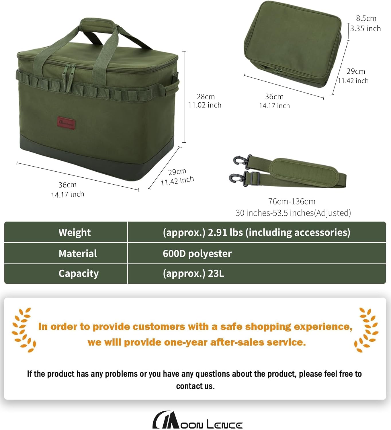 Moon Lence Cooler Refrigerated Bag, 23L/35L Capacity, Portable, for Camping, Picnic, Road Trip