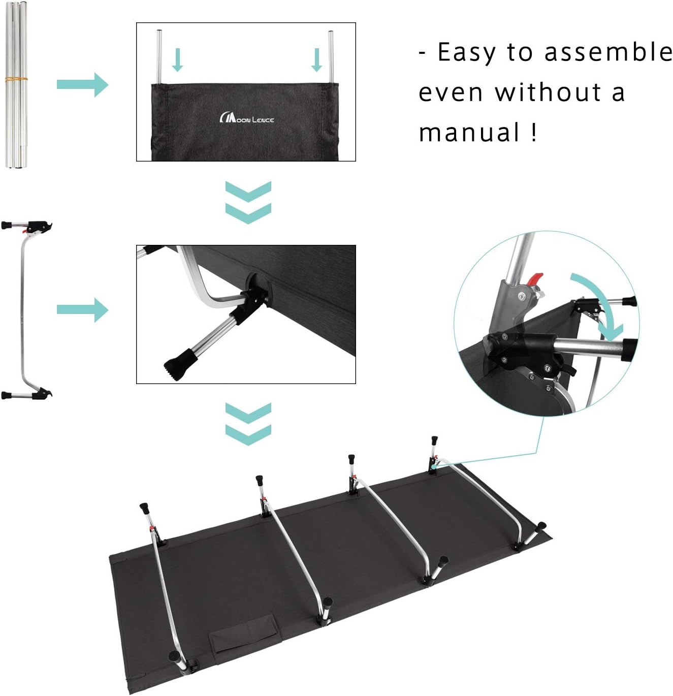 Lightweight Folding Camping Cot, Portable Camping Bed with Carry Bag for Travel Hiking Backpacking Car Camping Beach