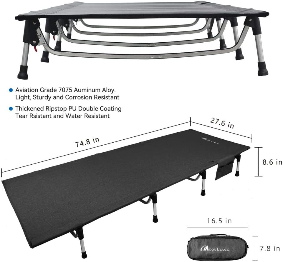 Lightweight Folding Camping Cot, Portable Camping Bed with Carry Bag for Travel Hiking Backpacking Car Camping Beach