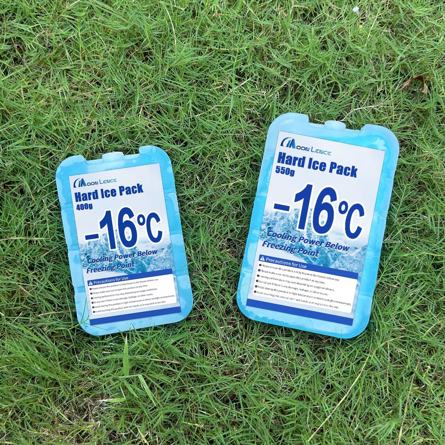 MOON LENCE Ice Packs, Compact Quick-Freeze Reusable Ice Packs for Lunch Box, Cooler Accessories for Beach, Camping, Fishing (550g)