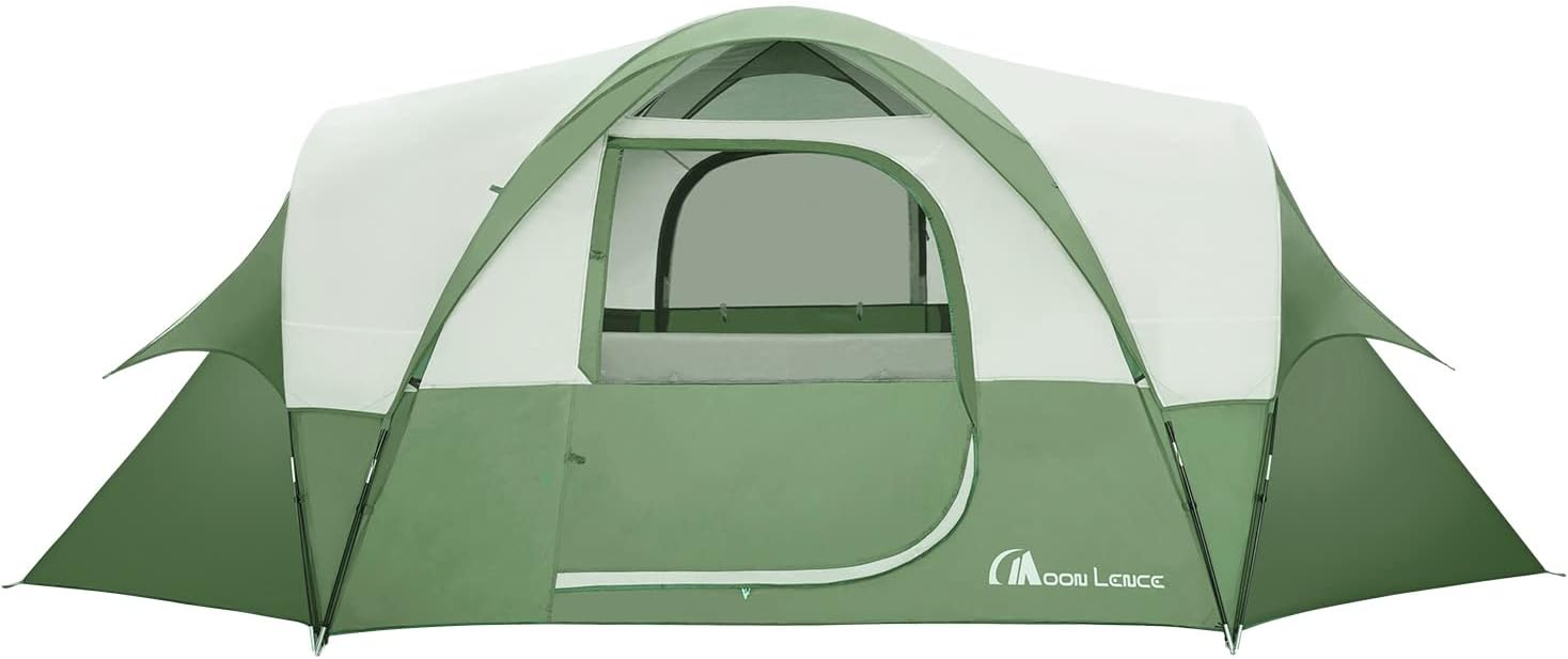 MOON LENCE Camping Tent, 8 Person Tent, Waterproof Windproof Family Tent, Camping House Large Tent Double Layer Outdoor Tents Ultralight Dome Tent with Rooms