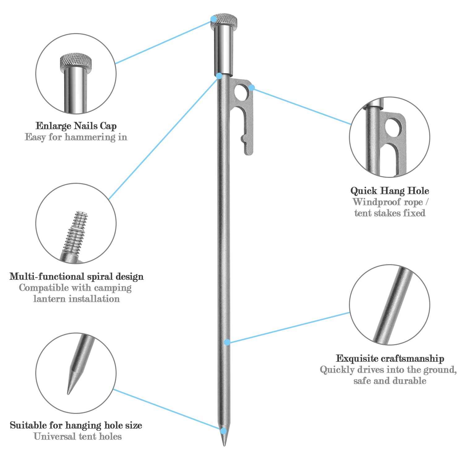 tent nail Multifunctional ground nail with quarter thread outdoor beach tent can