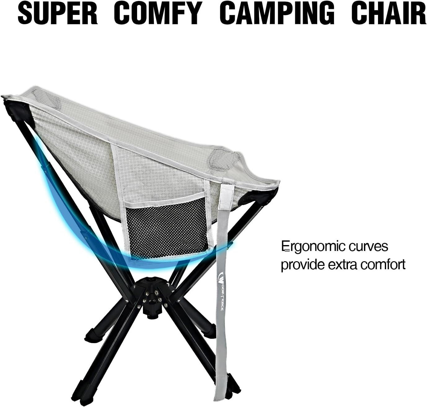MOON LENCE Portable Camping Chair, Folding Chair for Outdoor Camp, Ligthweight, Heavy Duty, 330lbs, Compact for Backpacking, Outdoor, Beach, Picnic, Hiking (Grey)