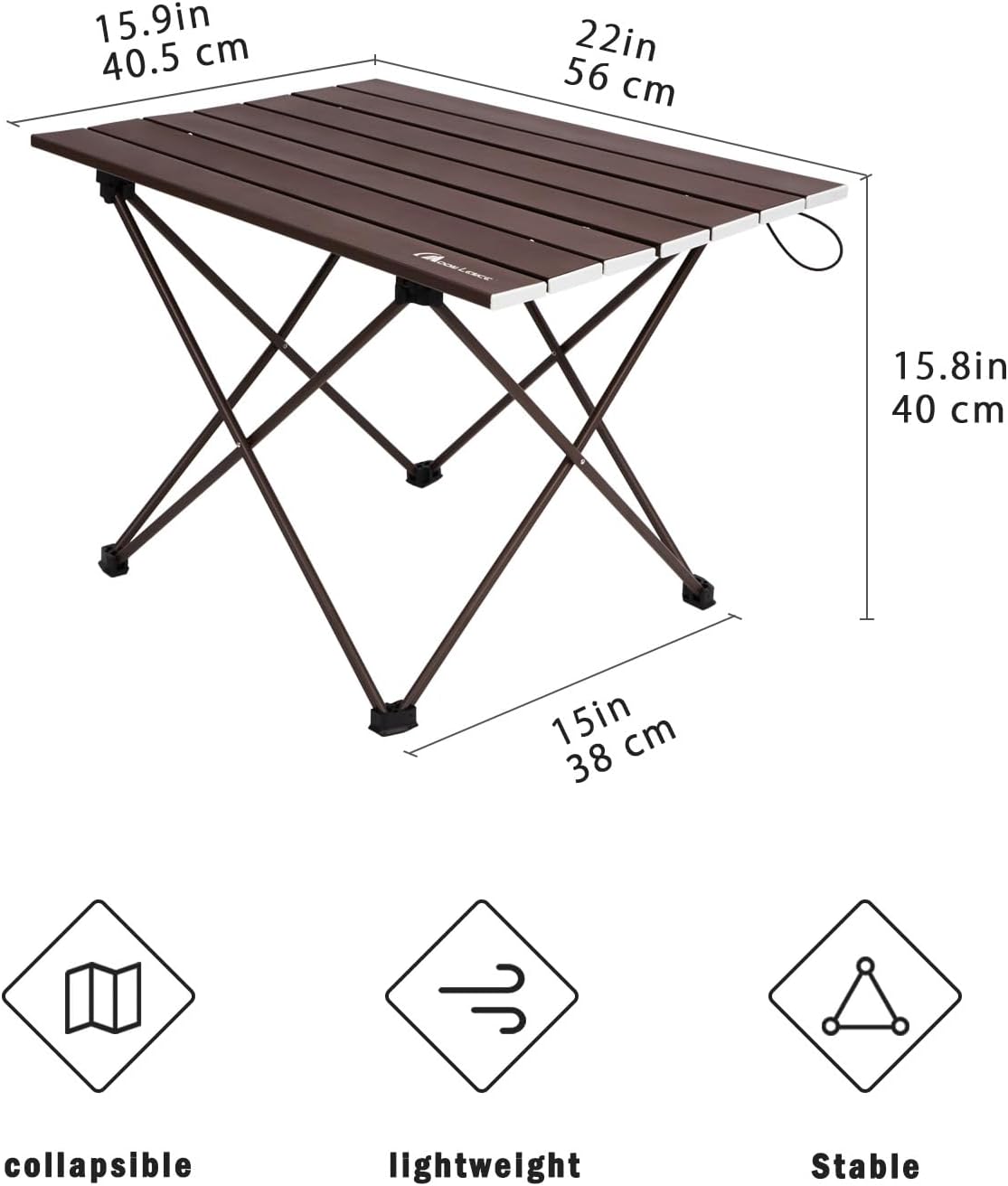 MOON LENCE Folding Outdoor Aluminum Camping Table Portable Ultralight Compact Backpacking Travel Table for Beach, Picnics, Hikin (Coffee, Middle)