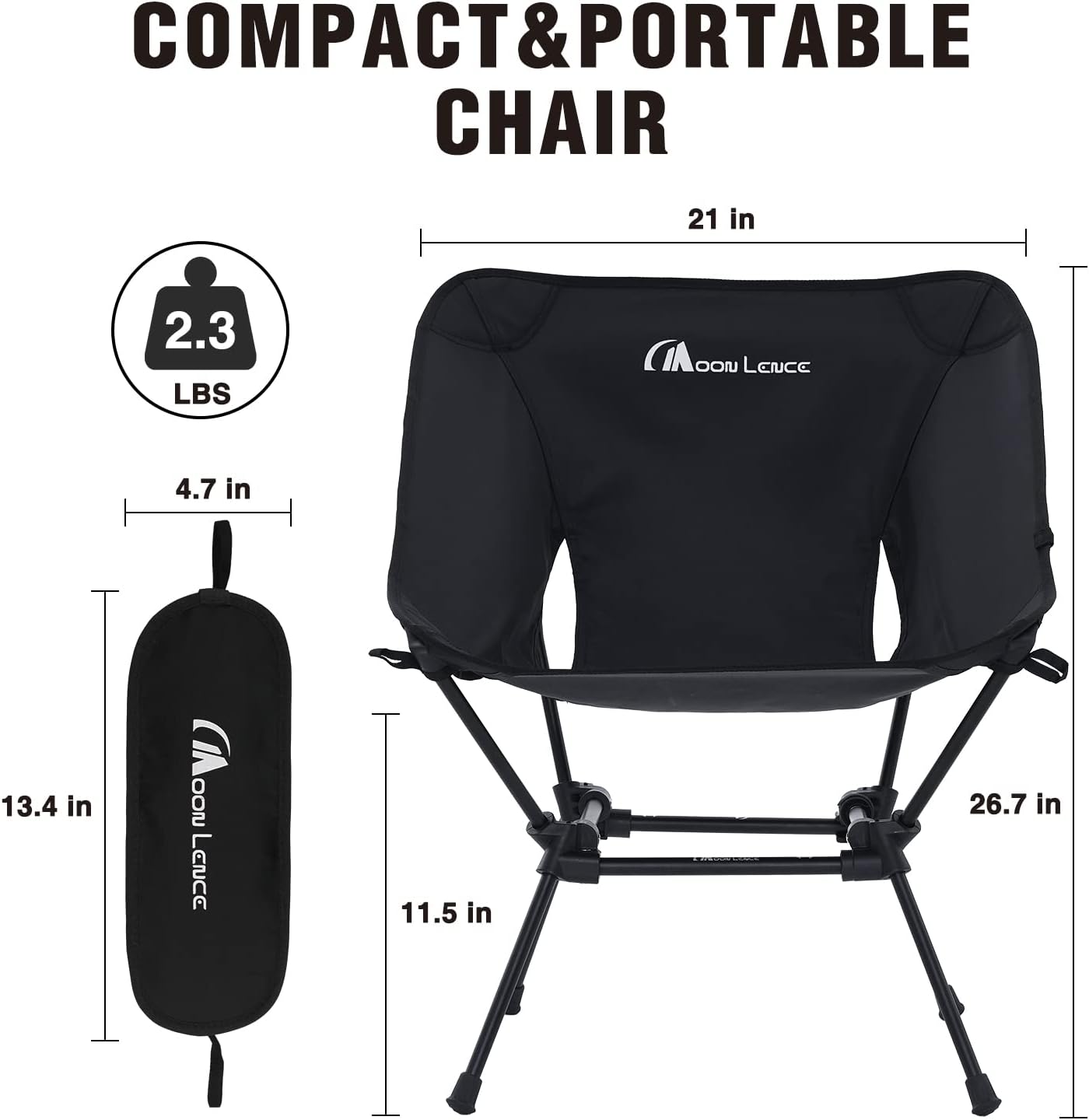 MOON LENCE Lighweight Foldable Camping Chair, Travel Backpack Chair, Portable & Ultralight, 400 lbs Folding Metal Chairs Heavy Duty for Outdoor Adventure, Hiking, Picnics & Beach