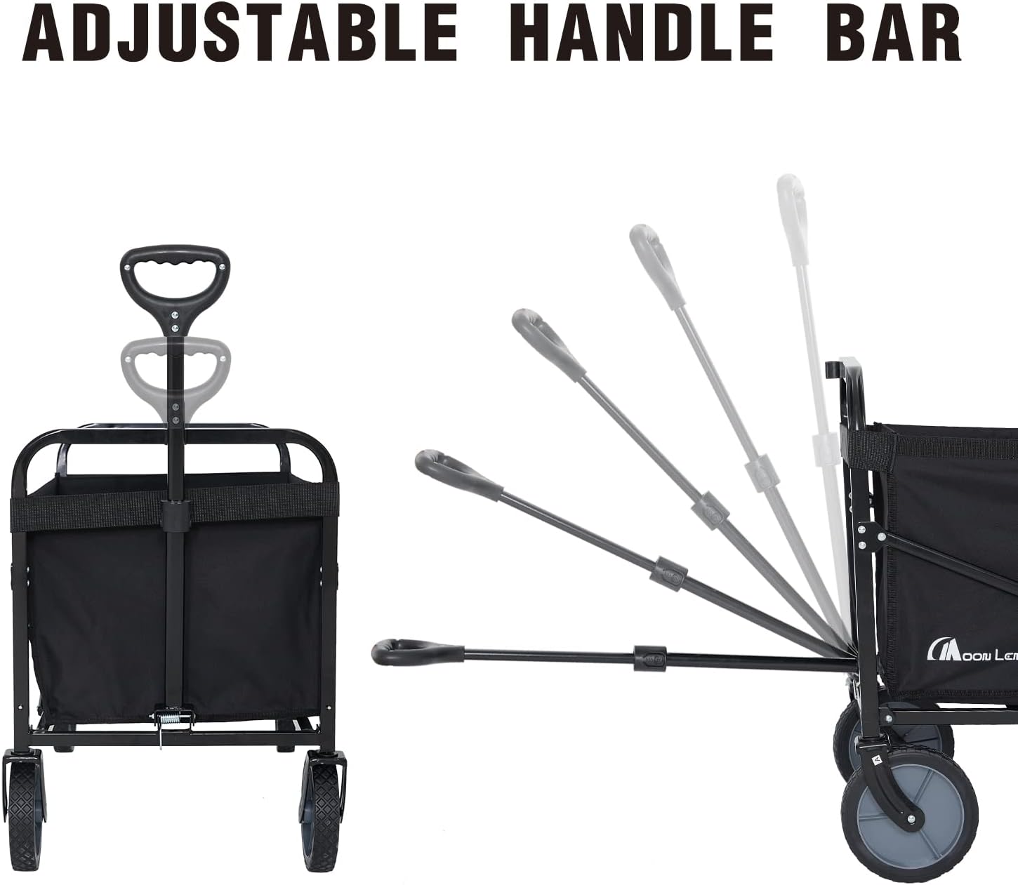 Moon Lence Collapsible-Wagon with Large Capacity, Utility Wagons Carts Heavy-Duty-Foldable, Portable Folding Wagon with All-Terrain Wheels, Garden Cart for Beach, Sports, Shopping, Camping