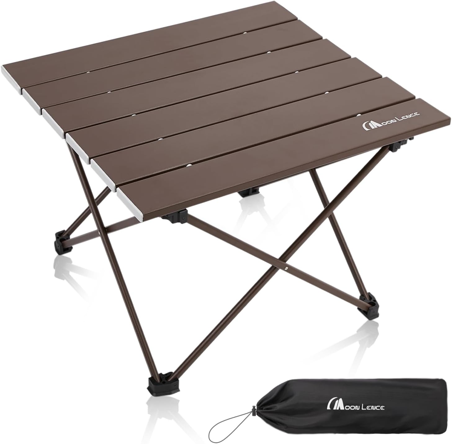 MOON LENCE Folding Outdoor Aluminum Camping Table Portable Ultralight Compact Backpacking Travel Table for Beach, Picnics, Hikin (Coffee, Middle)