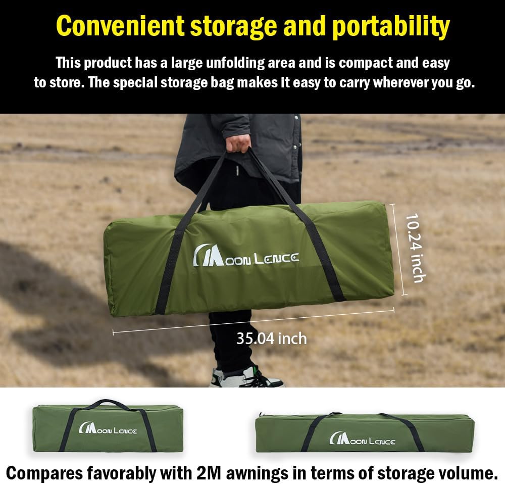 MOON LENCE Pop Up Canopy Tent, Sun Shelter Folding Beach Tent with One Push Setup, 2-Level Adjustable Height, Instant Portable Sun Shade Shelter for Camping, Outdoor Recreation (Green)