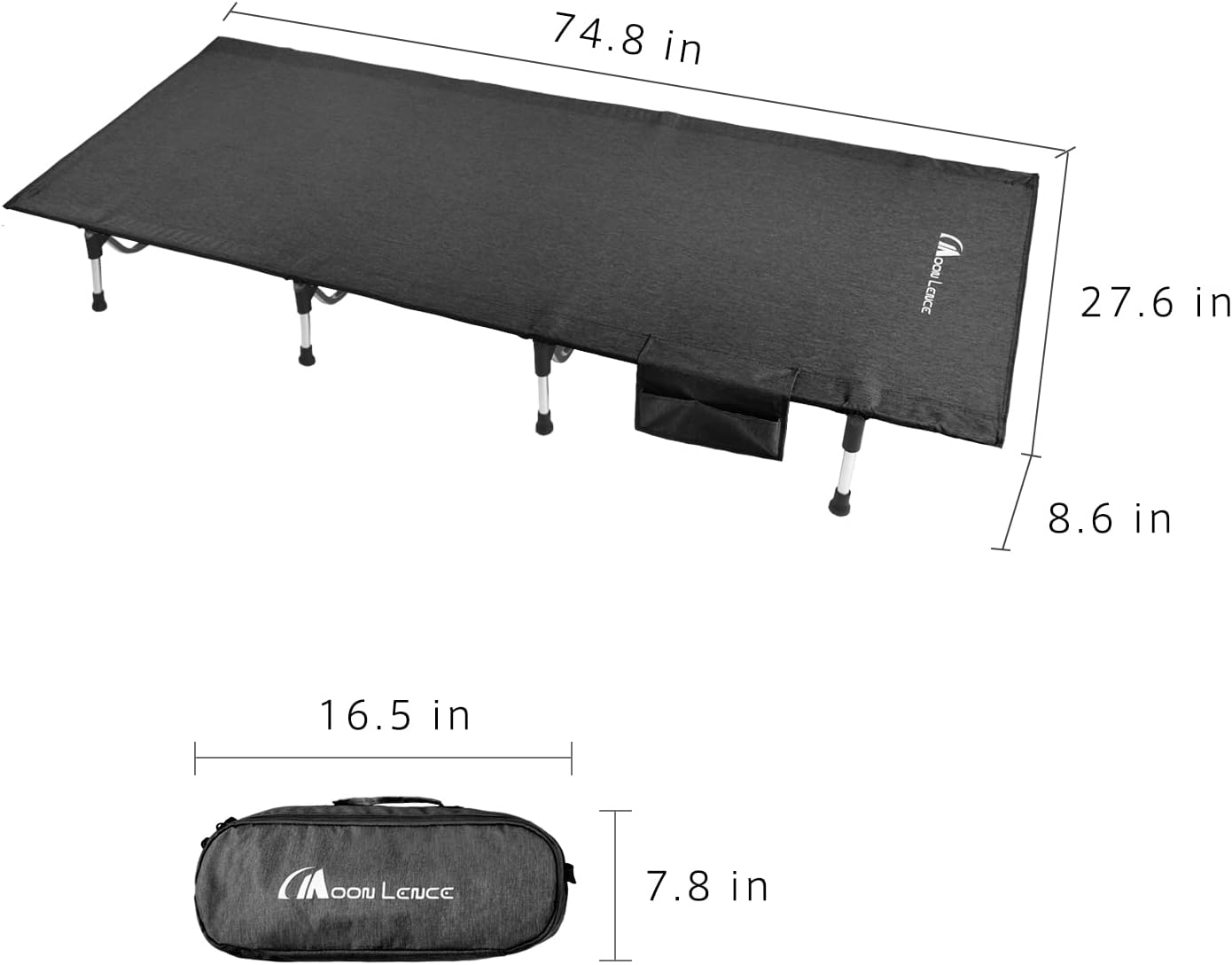 Lightweight Folding Camping Cot, Portable Camping Bed with Carry Bag for Travel Hiking Backpacking Car Camping Beach