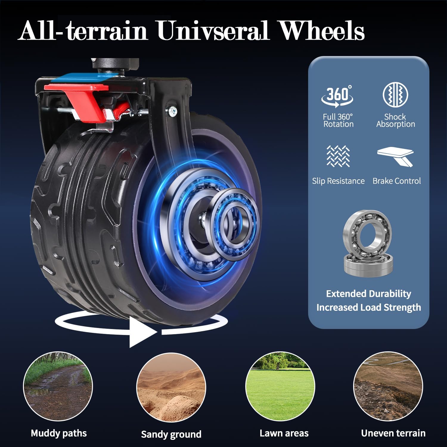 MOON LENCE Large Collapsible Foldable Wagon Cart, 220L Heavy Duty Folding Utility Wagon with All-Terrain Big Wheels, Suiitable for Garden, Grocery, Shopping, Camping, Beach, Picnics