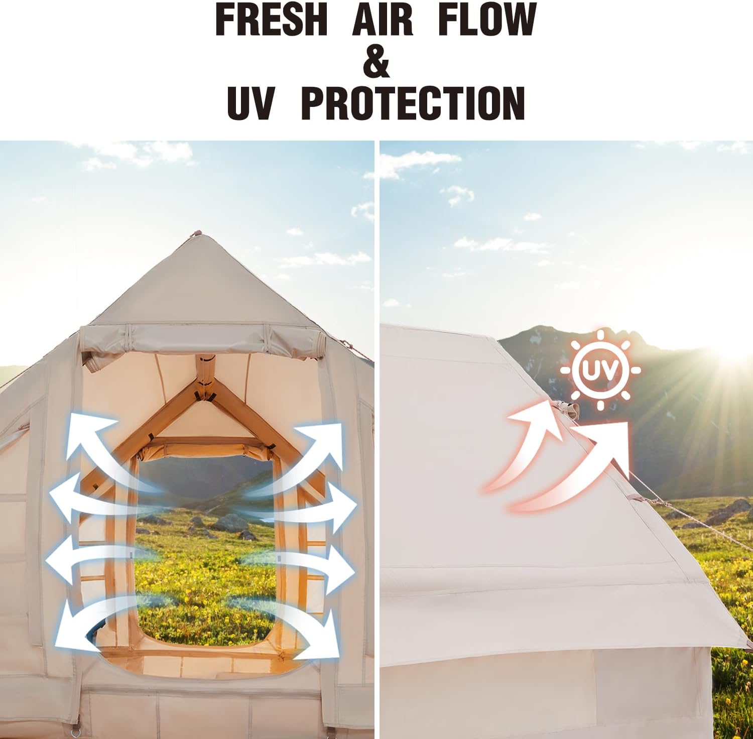 self inflating tent Moon Lence Glamping Inflatable Camping Tent for 4-6 Person,All-Season