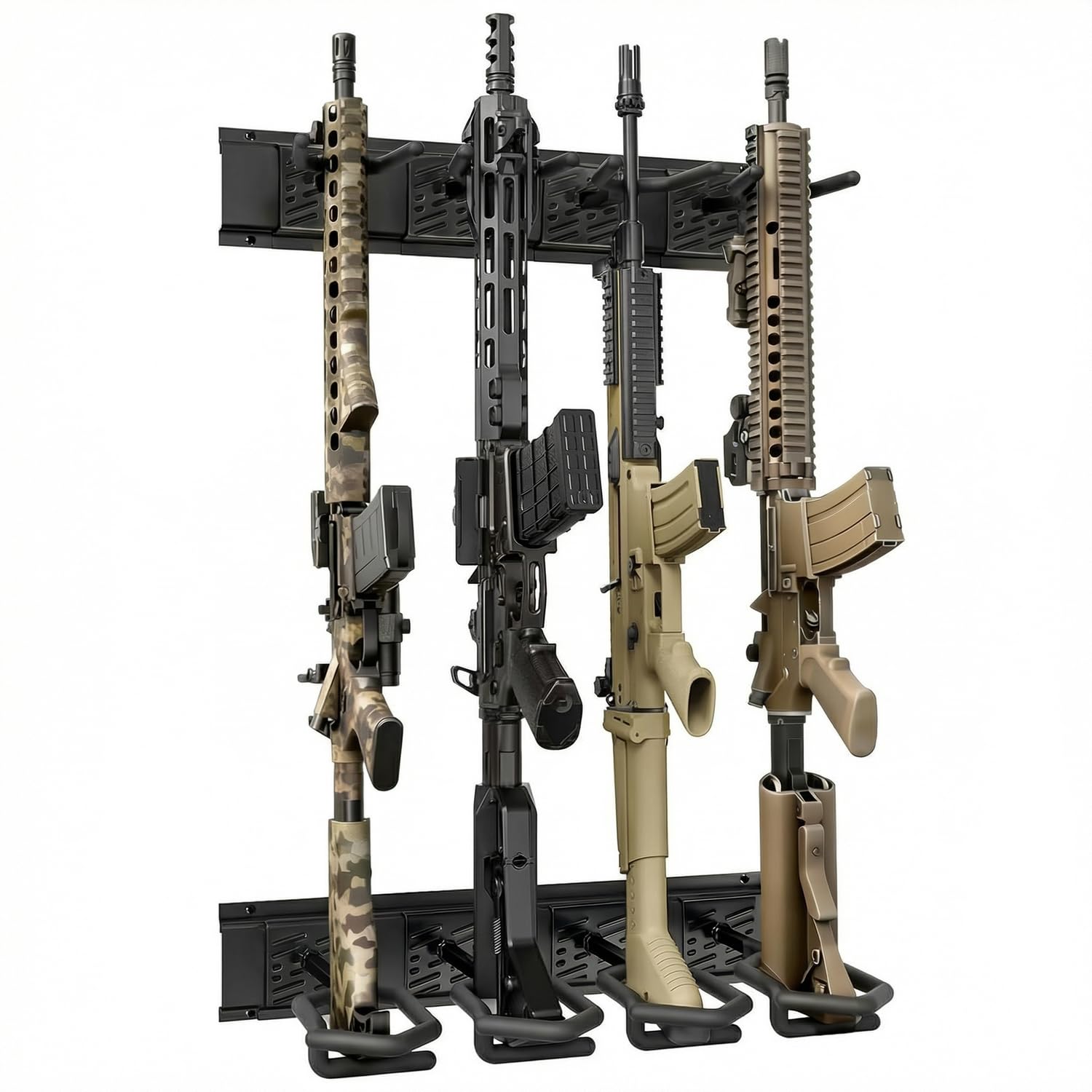 MOON LENCE Gun Rack, Heavy Duty Steel Gun Racks for Wall, Adjustable 4/8/12 Slot Indoor Rifle Racks, Secure Storage for Garage, Mudroom and Home, 12-Slots