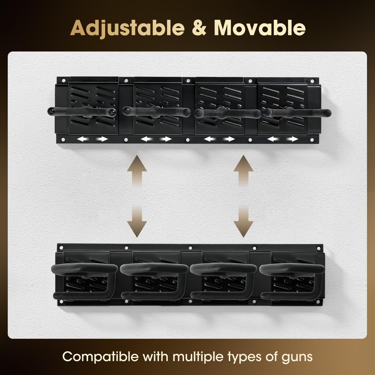 MOON LENCE Gun Rack, Heavy Duty Steel Gun Racks for Wall, Adjustable 4/8/12 Slot Indoor Rifle Racks, Secure Storage for Garage, Mudroom and Home, 12-Slots
