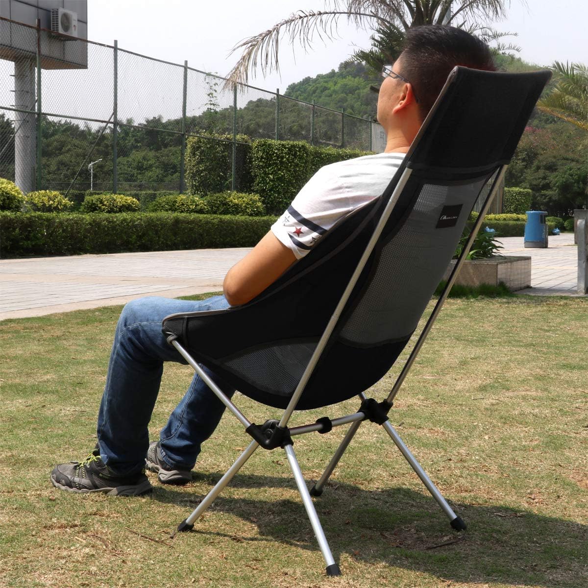 MOON LENCE Compact Camping Chair High Back Ultralight Portable Folding Backpacking Chair Summer Camping-Super Breathable
