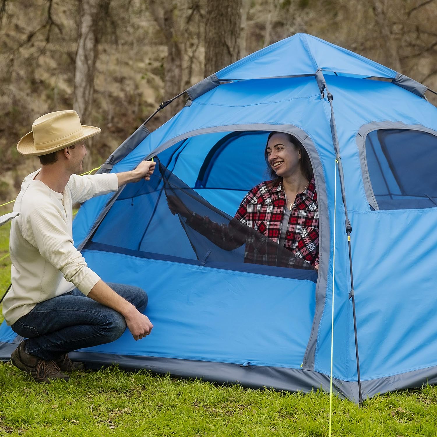 camping tent for 5 people Moon Lence Instant Pop Up Tent Family Camping Tent 4-5 Person Portable